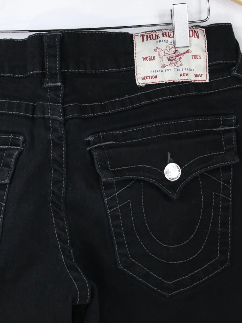 TRUE RELIGION MEN'S BLACK PANTS RICKY RELAXED STRAIGHT SIZE 34 GRUNGE AS-IS